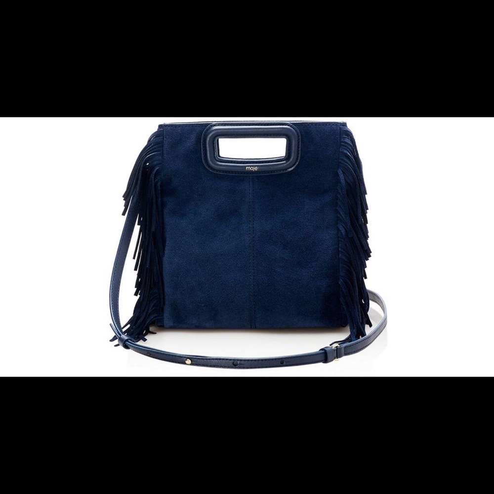 Large NAVY Maje M Bag / Purse w Fringe. NO STRAP.